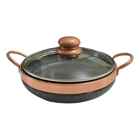 Frigideira + Panela de Pedra Sabão com tampas de vidro com pegador exclusivo