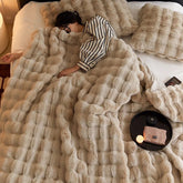 Cobertor De Pele De Luxo Com Inverno Espesso E Aconchegante Coelho Lança Sofá Cobertura De Cama Colcha