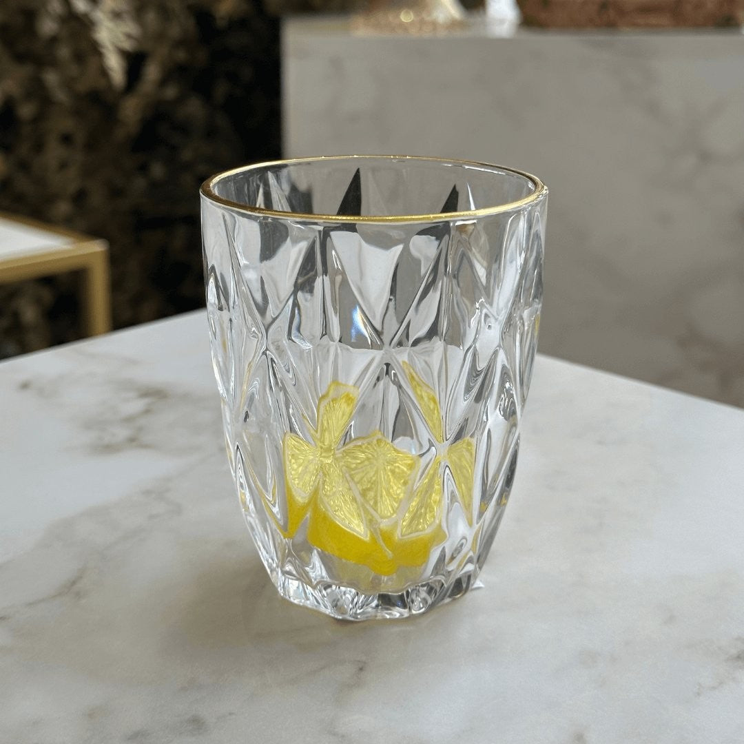 Copo de Vidro com Fio de Ouro Diamond 270ml