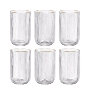 Jogo 6 Copos Cameratta em Vidro com Borda Dourada 425ml