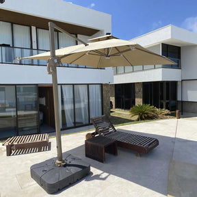 (MEGA PROMOÇÃO) - Ombrelone Parnaso Guarda Sol Gold Led Alumínio 3,0 x 3,0 C/ Base em 100 L