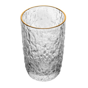 Copo Alto Petra Martelado em Cristal com Fio de Ouro 430ml