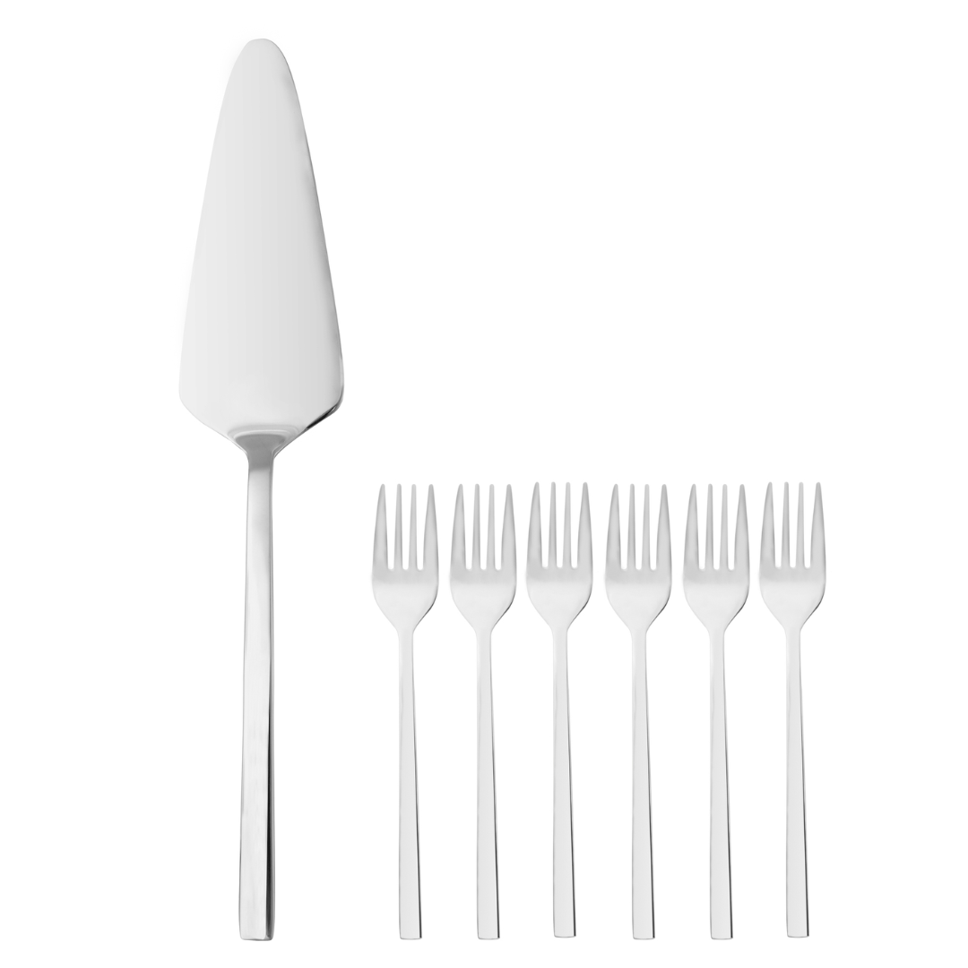 Conjunto de 7 Peças com Espátula para Bolo e 6 Garfos de Sobremesa Firenze