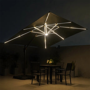 (MEGA PROMOÇÃO) - Ombrelone Parnaso Guarda Sol Gold Led Alumínio 3,0 x 3,0 C/ Base em 100 L