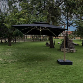 (MEGA PROMOÇÃO) - Ombrelone Parnaso Guarda Sol Gold Led Alumínio 3,0 x 3,0 C/ Base em 100 L